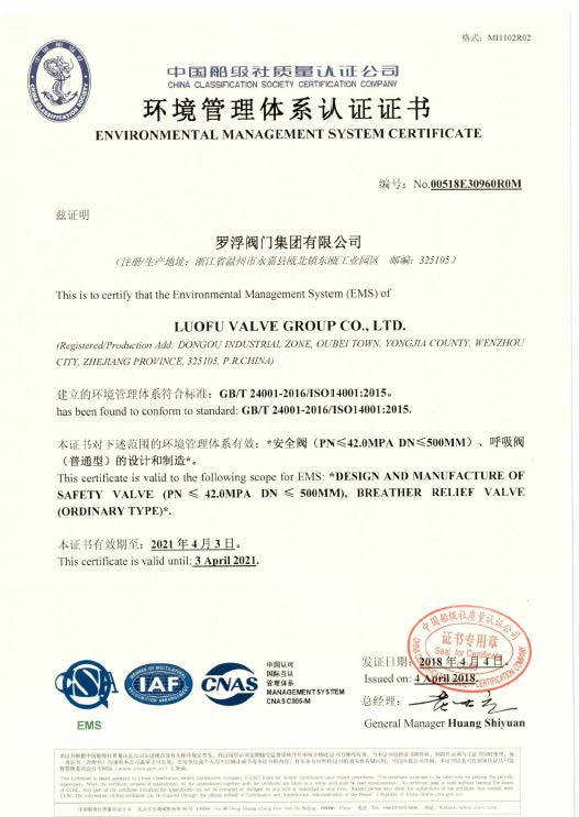 Environmental Management System Certificate